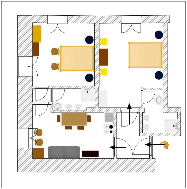 Grundriss der Wohnung Panorama mit zwei Schlafzimmern
