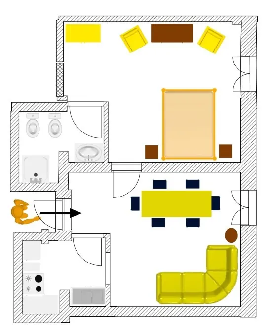Grundriss der Wohnung Palazzo mit einem Schlafzimmer