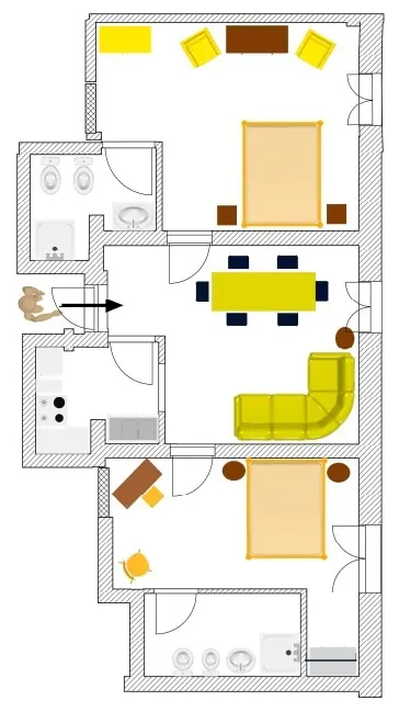 Grundriss der Wohnung Palazzo mit zwei Schlafzimmern
