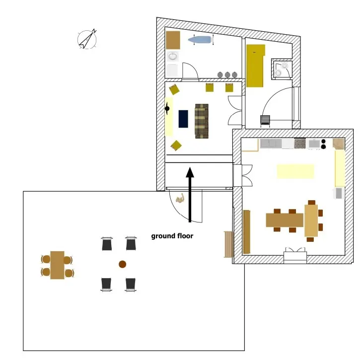 Grundriss des Erdgeschosses der Casa Terrazza